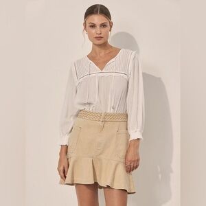 Kivari Australian Sand Theo Mini Skirt High Waisted Tan / Woven